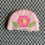 PINK FLOWER -- small notion pouch with zipper -- ready to ship