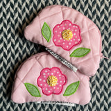 PINK FLOWER -- small notion pouch with zipper -- ready to ship