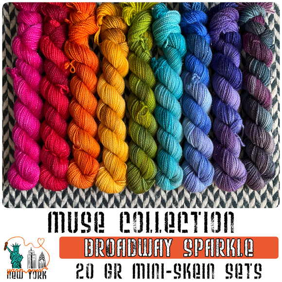 Muse Collection *9 Mini-Skein Set* -- Broadway sparkle sock yarn -- ready to ship