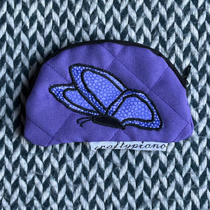 PURPLE BUTTERFLY -- small notion pouch with zipper -- ready to ship