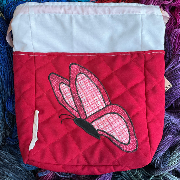 RED BUTTERFLY -- project bag -- ready to ship