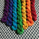 Speckled Rainbow *7 Mini-Skein Set* -- Alphabet City tweed sock yarn -- ready to ship