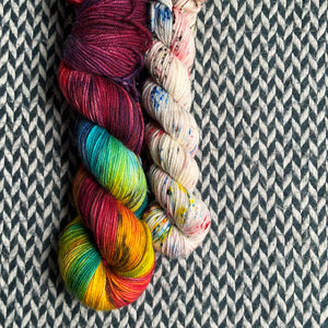 DUSK RAINBOW with In Transit *DK Hat Set* -- Greenwich Village DK yarn -- ready to ship