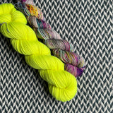 HIGHLIGHTER YELLOW with Sidewalk Chalk *DK Hat Set* -- Greenwich Village DK yarn -- ready to ship
