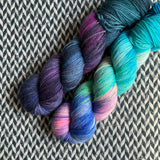BLACK OPAL/HIPPOCAMPUS *DK Sock Duo*  -- Kew Gardens DK yarn -- ready to ship