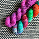 RIPTIDE/CREATURE FROM GRAPE LAGOON *DK Sock Duo*  -- Kew Gardens DK yarn -- ready to ship