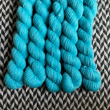 Highlighter Blue -- mini-skein -- Broadway sparkle sock yarn-- ready to ship