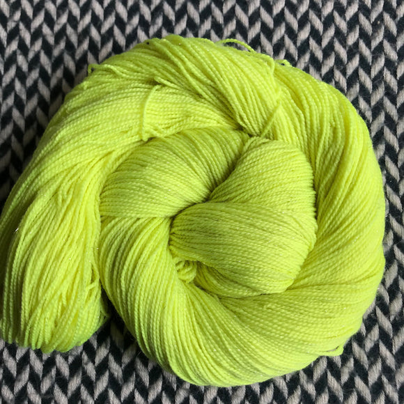 HIGHLIGHTER YELLOW -- Broadway sparkle sock yarn -- ready to ship