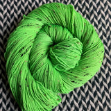 HIGHLIGHTER GREEN -- Alphabet City tweed sock yarn -- ready to ship