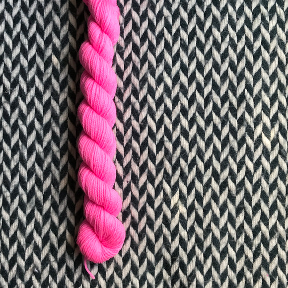 Highlighter Pink -- mini-skein -- Times Square sock yarn-- ready to ship