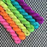 Highlighter Pack *6 Mini-Skein Set* -- Alphabet City tweed sock yarn -- ready to ship