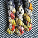 TAXIS IN THE RAIN -- Wave Hill zebra fingering yarn -- ready to ship