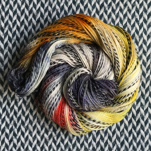 TAXIS IN THE RAIN -- Wave Hill zebra fingering yarn -- ready to ship