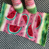 WATERMELON SLICES -- hand-painted sock blank -- dyed to order yarn
