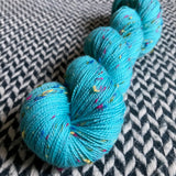 HIGHLIGHTER BLUE -- Alphabet City tweed sock yarn -- ready to ship