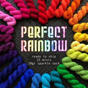 Perfect Rainbow *25 Mini-Skein Set* Broadway sparkle sock yarn (20gr each)-- ready to ship