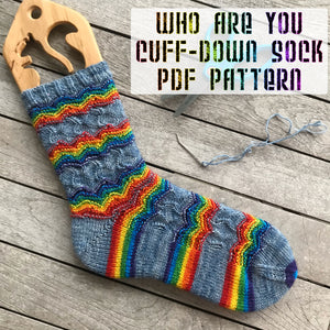 *Who Are You Socks Cuff Down Pattern -- digital download