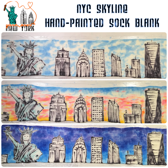 NYC SKYLINE -- hand-painted sock blank -- dyed to order yarn